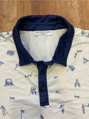 Smith & Quinn Golf-Print Polo Shirt Mens Medium Short Sleeve Golfer AOP Stretch